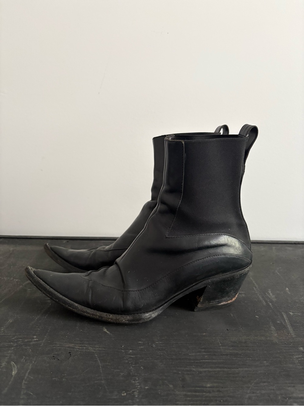 Haider Ackermann Black Pointed Leather Ankle Boots